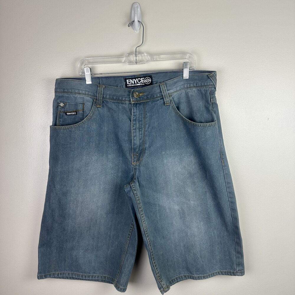 Vintage Enyce Shorts Y2K Baggy Jeans 36x13 Embroidered Wide Leg Skater Hip Hop